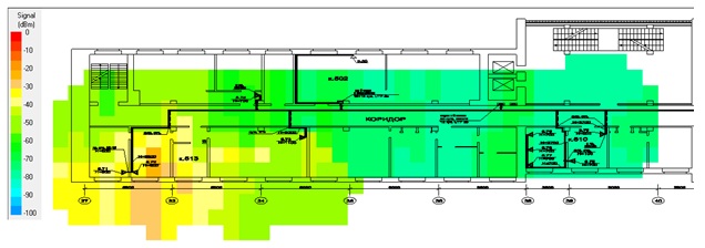 Зона покрытия в здании